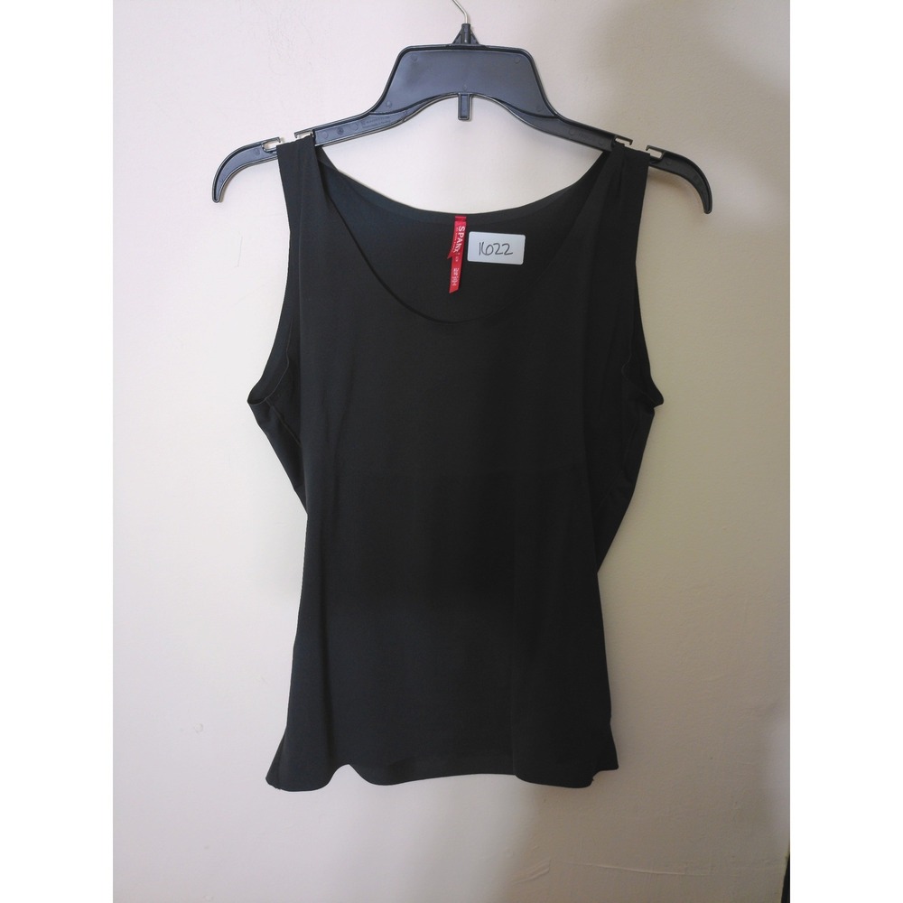 Spanx Tank Top Women XL Black Minimalist Scoop Neck Stretch Sleek Base Layer